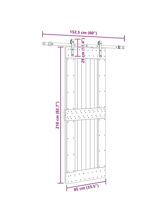 Liukuovi asennustarvikkeineen 85x210 cm täysi mänty