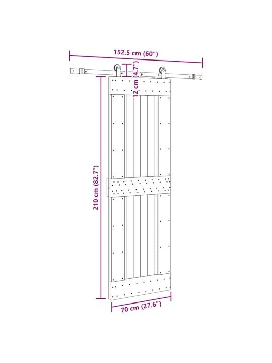Liukuovi asennustarvikkeineen 70x210 cm täysi mänty
