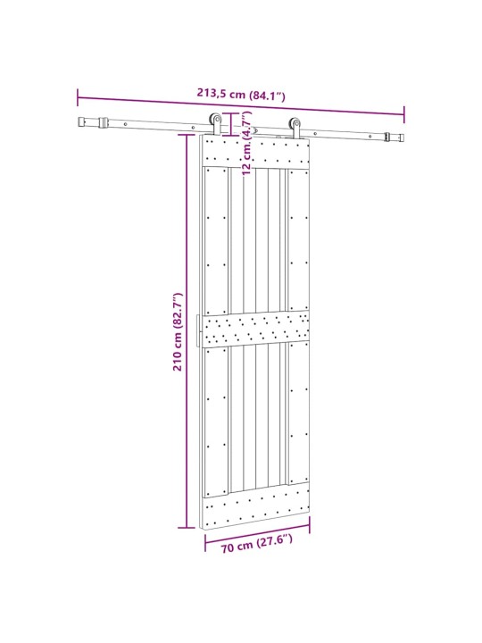 Liukuovi asennustarvikkeineen 70x210 cm täysi mänty