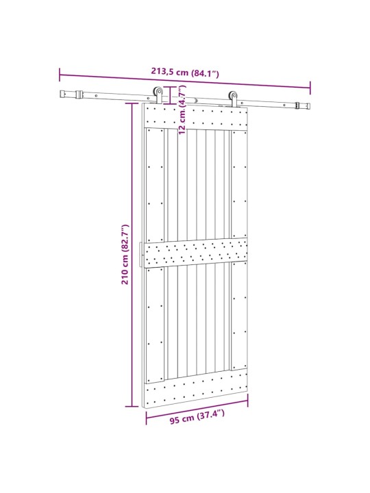 Liukuovi asennustarvikkeineen 95x210 cm täysi mänty