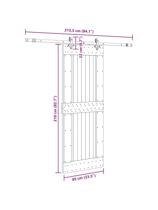 Liukuovi asennustarvikkeineen 85x210 cm täysi mänty
