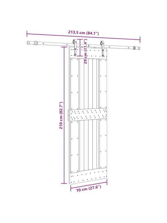 Liukuovi asennustarvikkeineen 70x210 cm täysi mänty