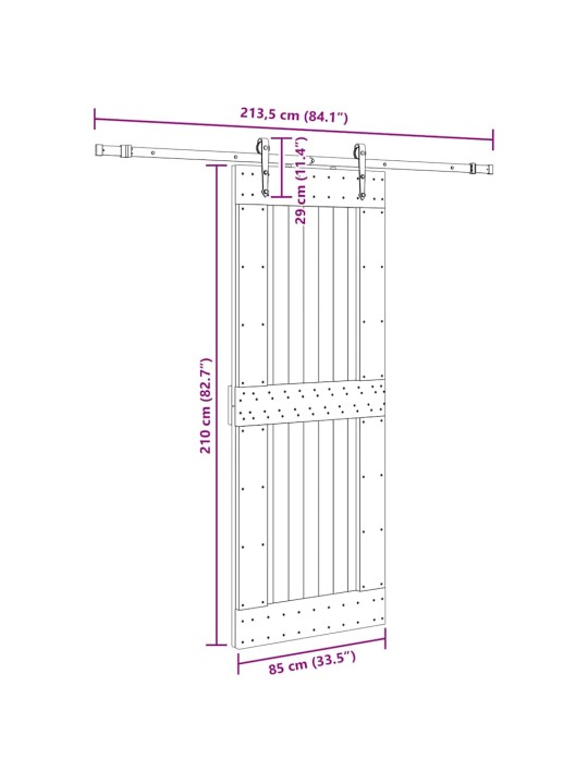 Liukuovi asennustarvikkeineen 85x210 cm täysi mänty