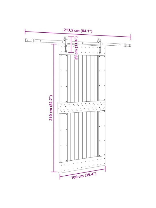 Liukuovi asennustarvikkeineen 100x210 cm täysi mänty