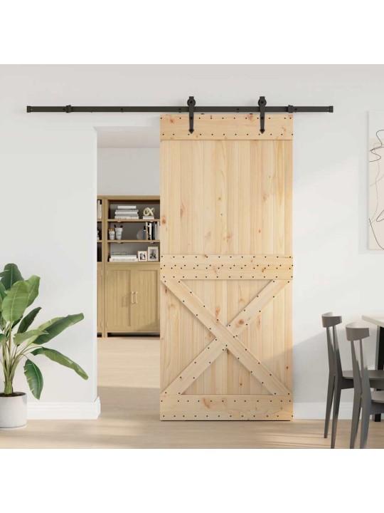 Liukuovi asennustarvikkeineen 90x210 cm täysi mänty