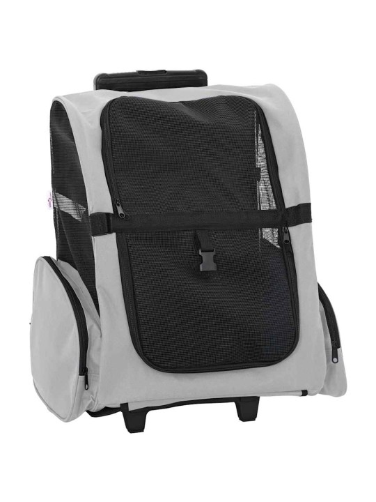 Lemmikkikärryt 3-in-1 harmaa 48x32x57 cm oxford-kangas