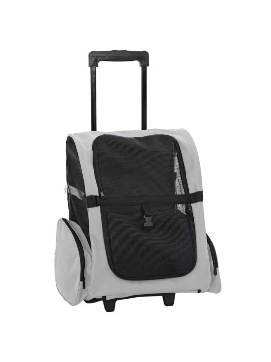 Lemmikkikärryt 3-in-1 harmaa 48x32x57 cm oxford-kangas