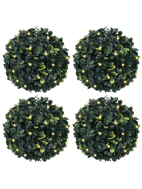 Keinotekoiset puksipuupallot led-valoilla 4 kpl vihreä 12 cm