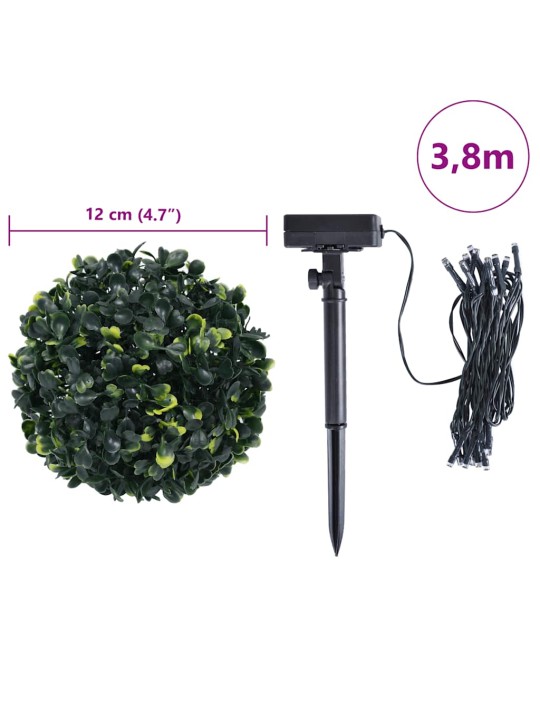 Keinotekoiset puksipuupallot led-valoilla 4 kpl vihreä 12 cm