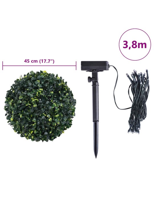 Keinotekoiset puksipuupallot led-valoilla 2 kpl vihreä 45 cm