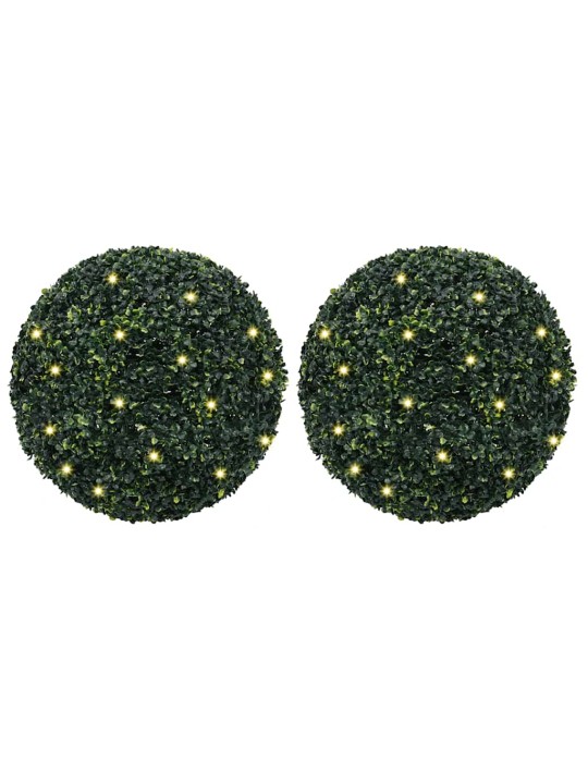 Keinotekoiset puksipuupallot led-valoilla 2 kpl vihreä 52 cm