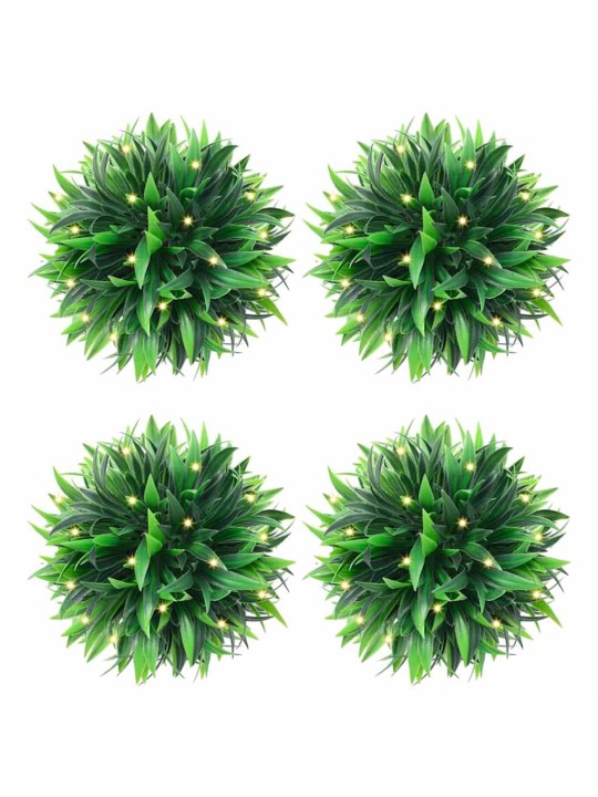 Keinotekoiset puksipuupallot led-valoilla 4 kpl vihreä 15 cm