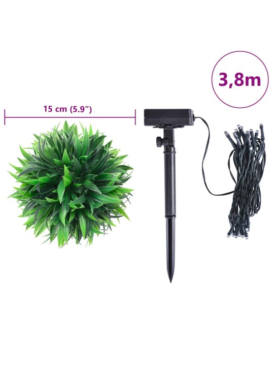 Keinotekoiset puksipuupallot led-valoilla 4 kpl vihreä 15 cm
