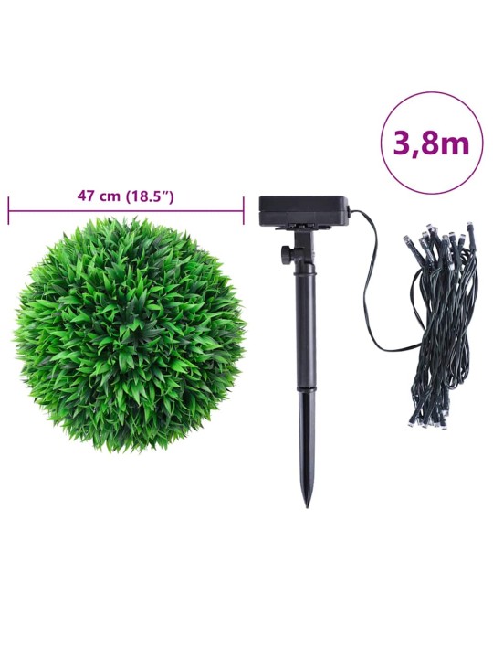 Keinotekoiset puksipuupallot led-valoilla 2 kpl vihreä 47 cm