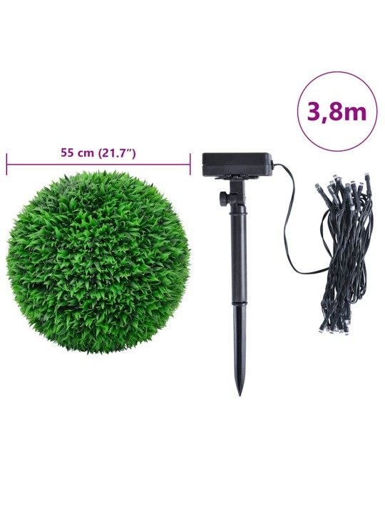 Keinotekoiset puksipuupallot led-valoilla 2 kpl vihreä 55 cm