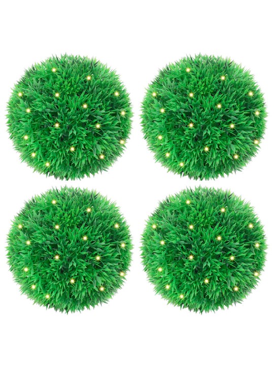 Keinotekoiset puksipuupallot led-valoilla 4 kpl vihreä 12 cm