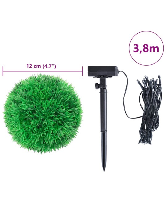 Keinotekoiset puksipuupallot led-valoilla 4 kpl vihreä 12 cm