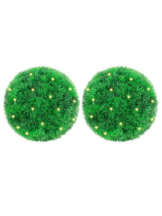 Keinotekoiset puksipuupallot led-valoilla 2 kpl vihreä 22 cm