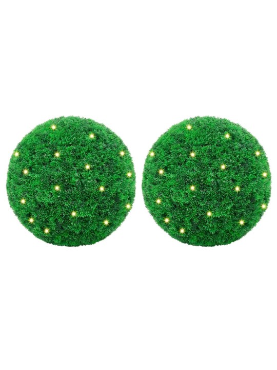 Keinotekoiset puksipuupallot led-valoilla 2 kpl vihreä 27 cm