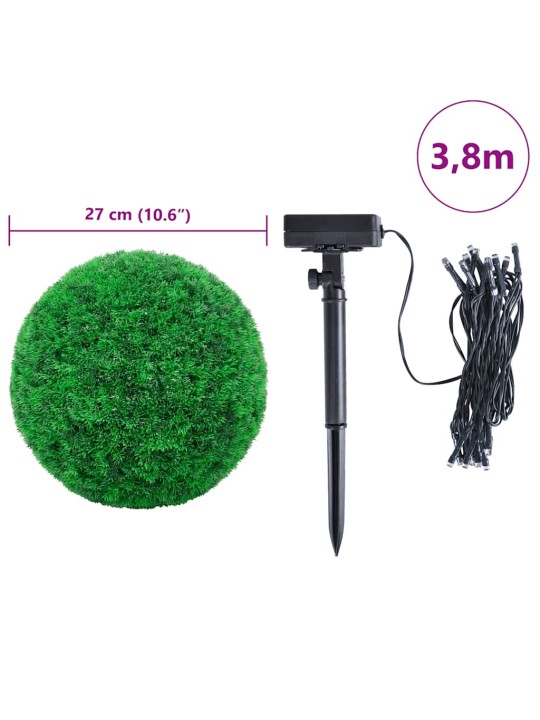Keinotekoiset puksipuupallot led-valoilla 2 kpl vihreä 27 cm