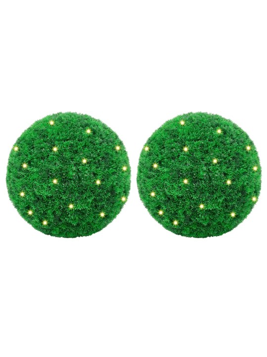 Keinotekoiset puksipuupallot led-valoilla 2 kpl vihreä 45 cm