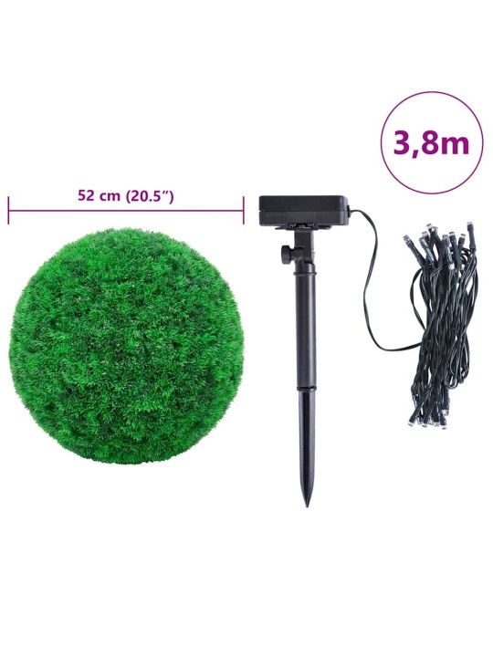 Keinotekoiset puksipuupallot led-valoilla 2 kpl vihreä 52 cm