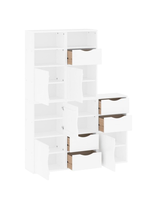 Sivukaapit 5 kpl odda, valkoinen, 40x24x79 cm massiivipuu mänty
