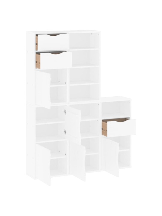 Sivukaapit 5 kpl odda, valkoinen, 40x24x79 cm massiivipuu mänty