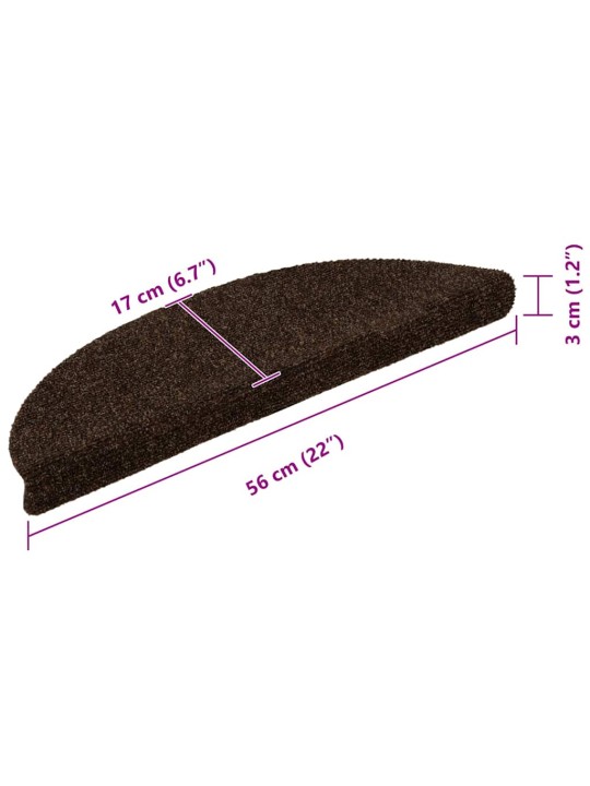 Itsekiinnittyvät porrasmatot 20 kpl ruskea 56x17x3 cm