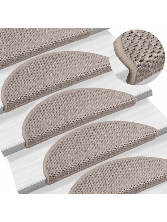 Porrasmatot itsekiinnittyvä sisal-look 30 kpl 56x17x3 cm hopea