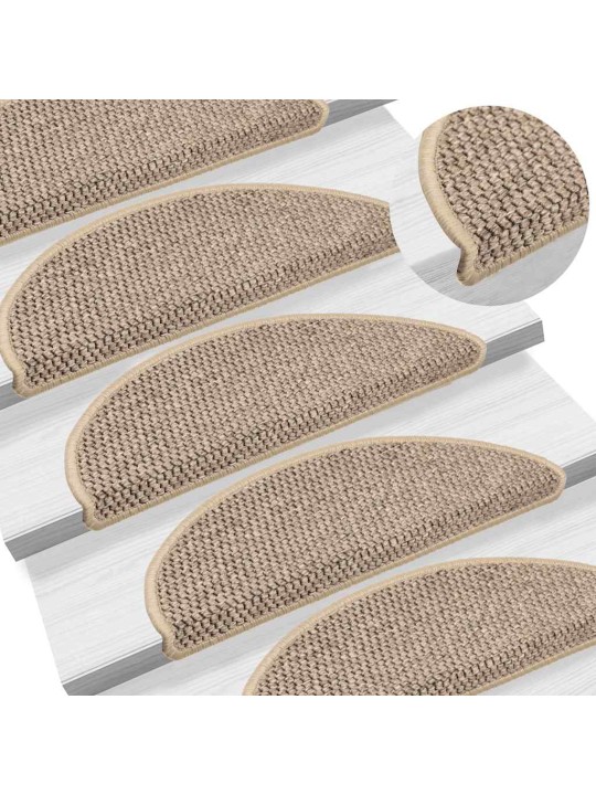 Itsekiinnittyvät porrasmatot sisaltyyli 30 kpl 56x17x3 cm beige