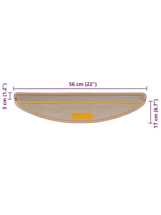 Itsekiinnittyvät porrasmatot sisaltyyli 30 kpl 56x17x3 cm beige