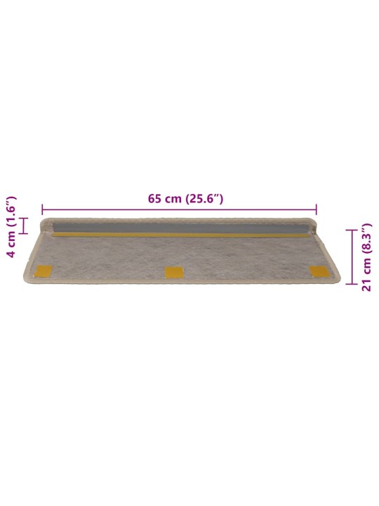 Itsekiinnittyvät porrasmatot sisaltyyli 30 kpl 65x21x4 cm beige