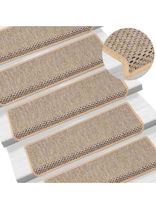 Itsekiinnittyvät porrasmatot sisaltyyli 30kpl 65x21x4cm v.beige