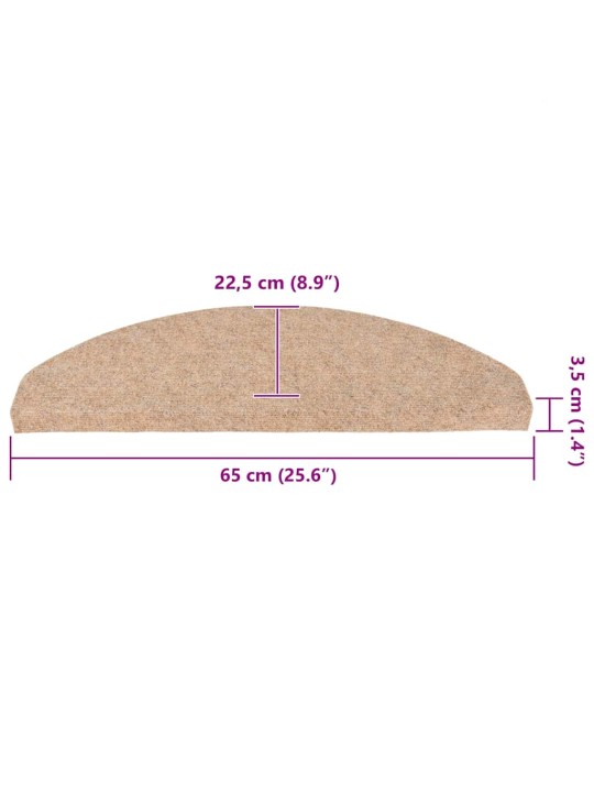Itsekiinnittyvät porrasmatot 30 kpl beige 65x22,5x3,5 cm