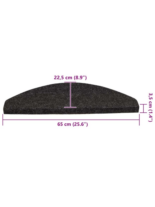 Itsekiinnittyvät porrasmatot 30 kpl antrasiitti 65x22,5x3,5 cm