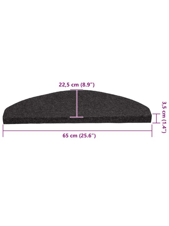 Itsekiinnittyvät porrasmatot 30 kpl musta 65x22,5x3,5 cm