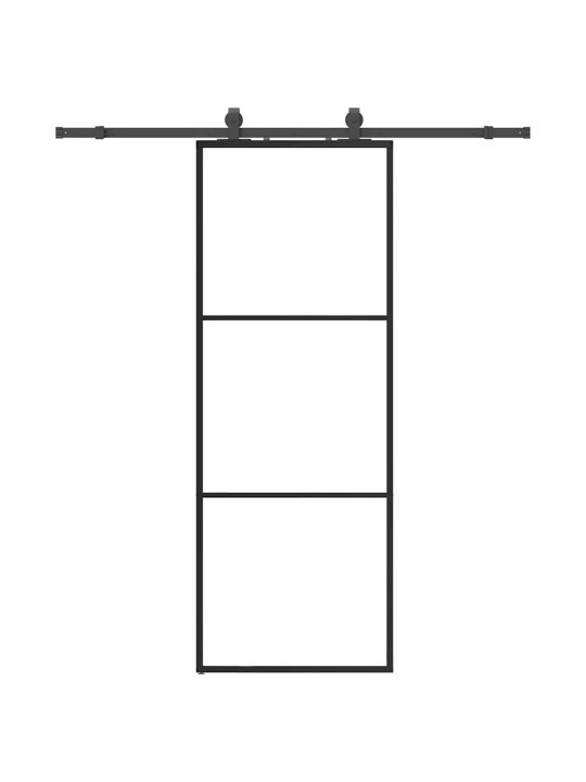 Liukuovi asennustarvikkeilla musta 76x205 cm ESG lasi