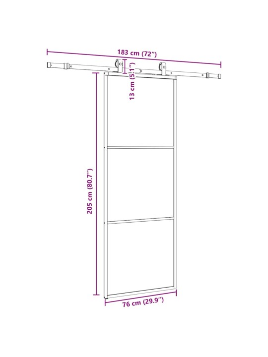 Liukuovi asennustarvikkeilla musta 76x205 cm ESG lasi
