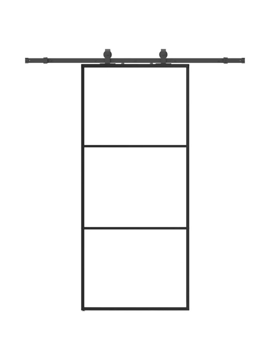 Liukuovi asennustarvikkeilla musta 90x205 cm ESG lasi