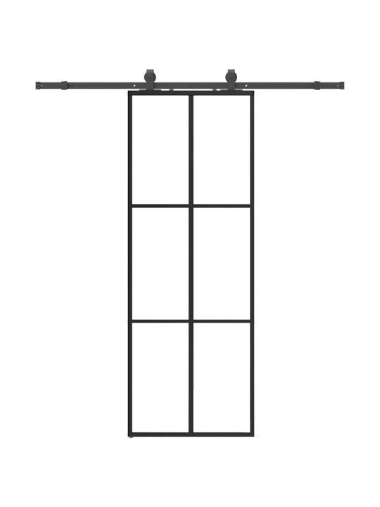 Liukuovi asennustarvikkeilla musta 76x205 cm ESG lasi