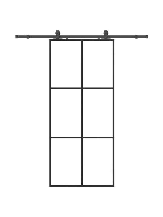 Liukuovi asennustarvikkeilla musta 90x205 cm ESG lasi