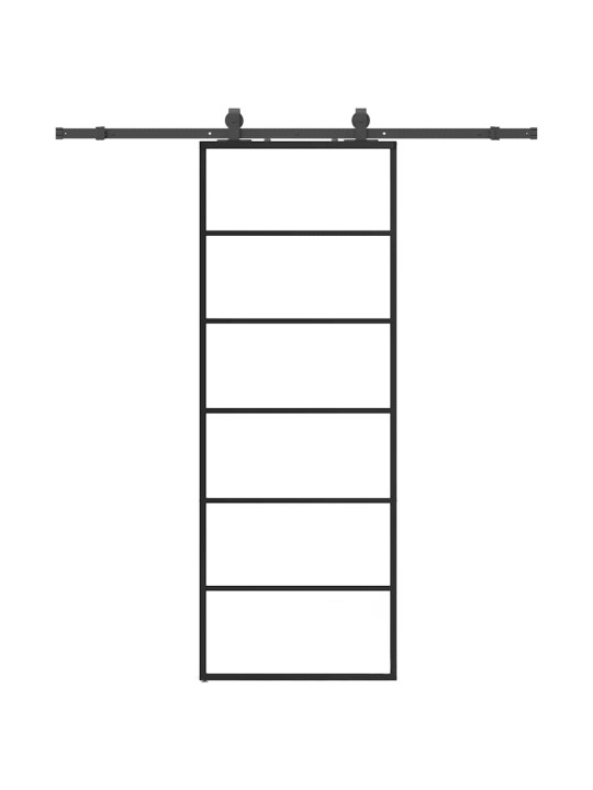 Liukuovi asennustarvikkeilla musta 76x205 cm ESG lasi