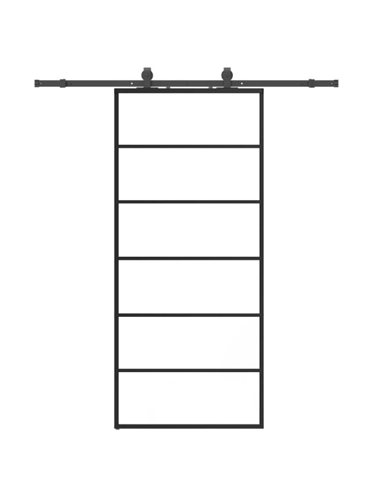 Liukuovi asennustarvikkeilla musta 90x205 cm ESG lasi