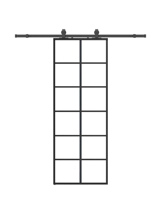 Liukuovi asennustarvikkeilla musta 76x205 cm ESG lasi