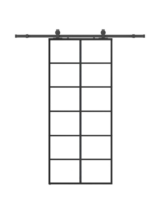 Liukuovi asennustarvikkeilla musta 90x205 cm ESG lasi