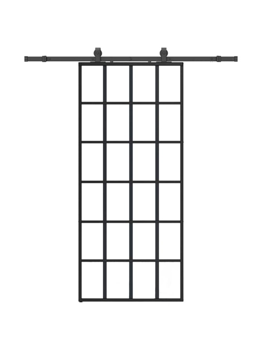 Liukuovi asennustarvikkeilla musta 90x205 cm ESG lasi