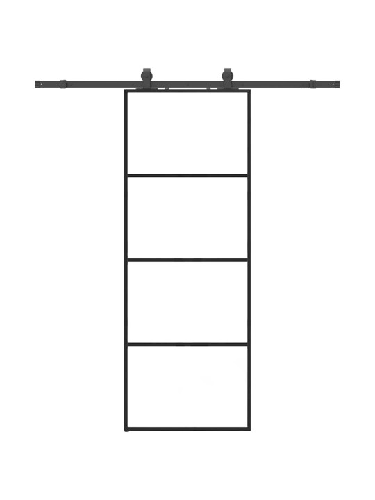 Liukuovi asennustarvikkeilla musta 76x205 cm ESG lasi