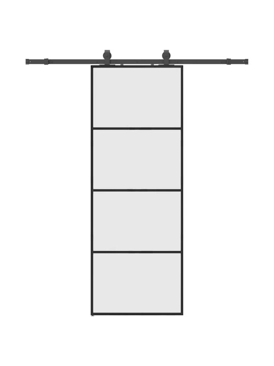 Liukuovi asennustarvikkeilla musta 76x205 cm ESG lasi