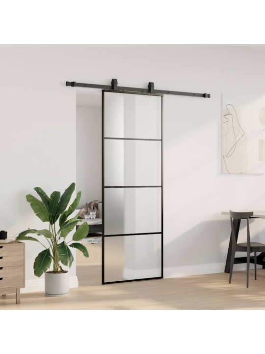 Liukuovi asennustarvikkeilla musta 76x205 cm ESG lasi